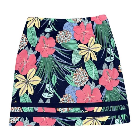 Talbots Cotton Canvas A-Line Hibiscus Skirt Size 2 - Picture 6 of 8